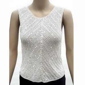 Cream Crochet Sequin Top